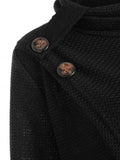 Romantic Hem Buttoned Turtleneck Sweater