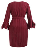 Glamorous Plus Size Stripe Faux Wrap Dress