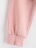 Cute Drawstring Color Block Pullover Sweatshirt