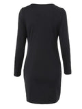 Stylish Sleeve Ruched Bodycon Dress with Zipper