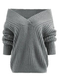 Fashion  Shoulder Chunky Tunic Sweater