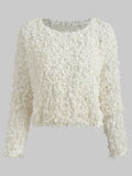Elegant Sleeve Fluffy Pullover Sweater