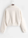 Soft Half Zip Plain Faux Fur Sweatshirt