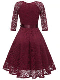 Pretty Bow Belted Lace Sewing Dress