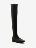 Fashion Flat PU Leather Thigh High Boots