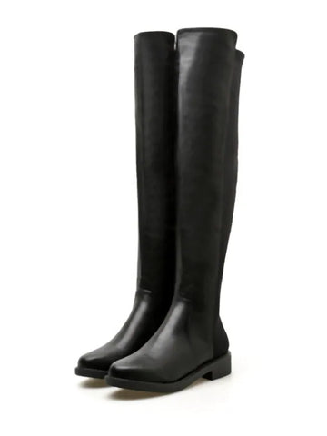 Chic Round Toe Flat Over The Knee Boots