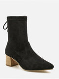 Chic Tie Back Suede Chunky Heel Short Boots