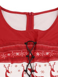 Modern Plus Size Christmas Elk Print Lace Up A Line Dress