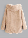 Cheap Hooded Open Front Lamb Wool Coat