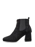 Chic Square Toe Front Zip Ankle Boots