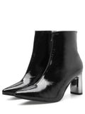 Sexy Pointed Toe Plated Chunky Heel Boots