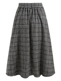 Princess Front Wool Blend Plaid Skirt