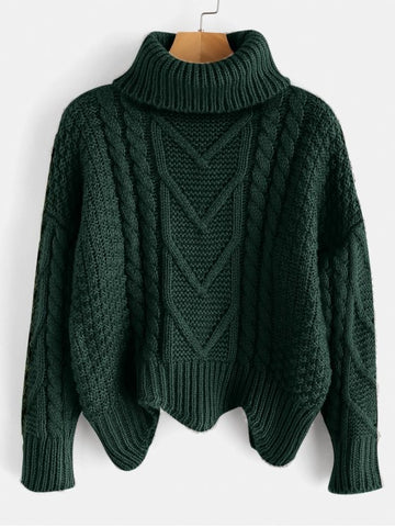 Loose Chunky Knit Turtleneck Sweater