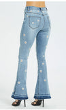 WIDE-LEG PANTS EMBROIDERED TRUMPET DAISY JEANS