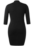 Vintage Plus Size Ribbed Tight Dress