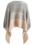 Romantic Color Cape Sweater with Tassels