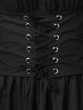 High quality Shoulder Bell Sleeve Lace Up Midi Dress