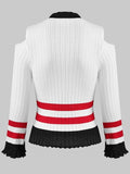 Romantic Sleeve Striped Pullover Sweater