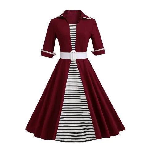 Queenly Splicing Stripe Dress