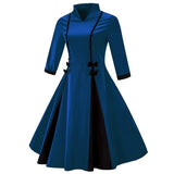 Modern Chinese Style 3/4 Length Sleeve Splicing Party Dress