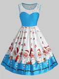 Graceful Plus Size Christmas Santa Claus Vintage Flare Dress