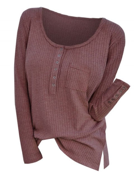 Fashion Pocket Henley Sweater