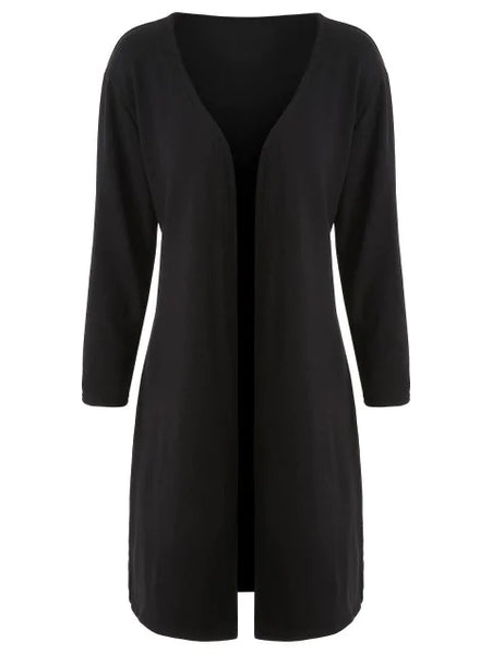 Graceful Front Side Slit Long Cardigan