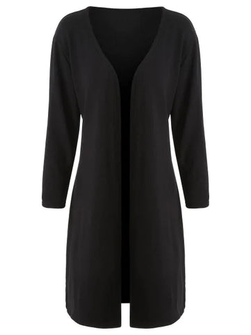 Graceful Front Side Slit Long Cardigan