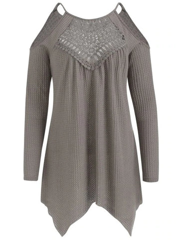 Dreamy Shoulder Hollow Out Asymmetrical Sweater