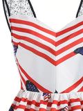 Luxurious  Neck Butterfly Print Stripe Swing Dress