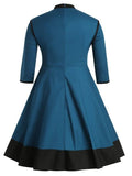 Plus Size Flared Color Block Dress