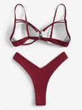 Red Slip High Leg Bikini Set