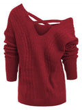 Dreamy Cut V Neck Cable Knit Sweater