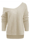 Dreamy Cut V Neck Cable Knit Sweater