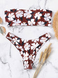 Flower Print Bandeau Bikini Set