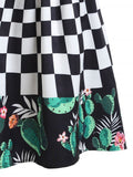 Romantic Cactus Printed A-line Skirt