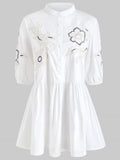 Classic Embroidered Smock Mini Shirt Dress