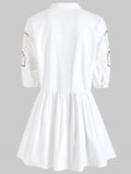 Classic Embroidered Smock Mini Shirt Dress