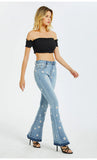 WIDE-LEG PANTS EMBROIDERED TRUMPET DAISY JEANS