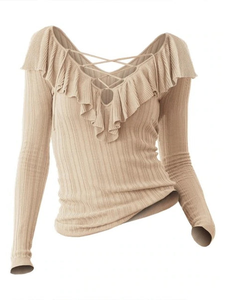Romantic Long Sleeve Pullover Sweater
