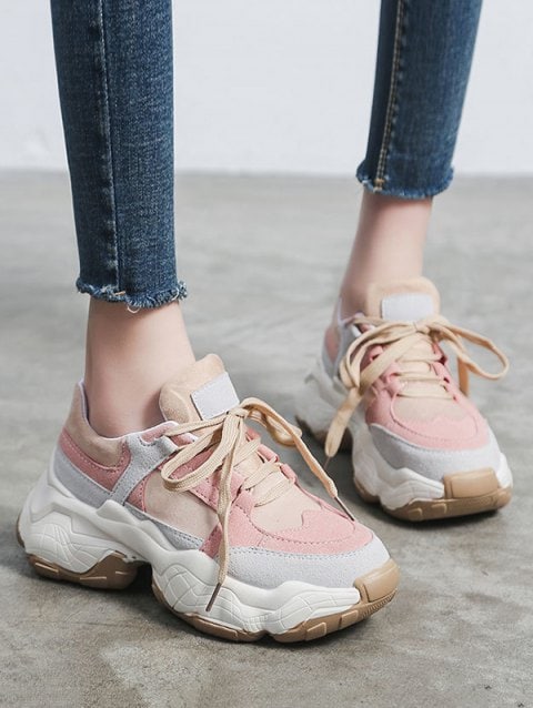 color block platform sneakers