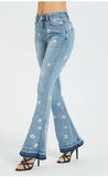 WIDE-LEG PANTS EMBROIDERED TRUMPET DAISY JEANS