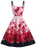 Stunning Plus Size Pater Pan Collar Floral Print A Line Dress