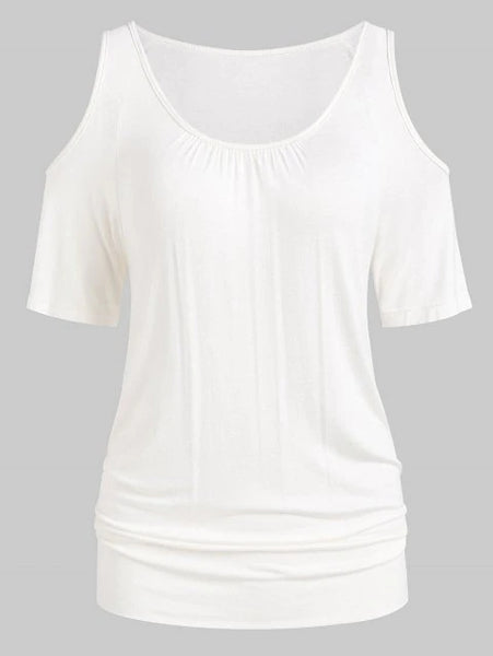 Lovely Shoulder Round Neck T-shirt