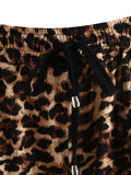 Vintage  Drawstring Leopard Shorts