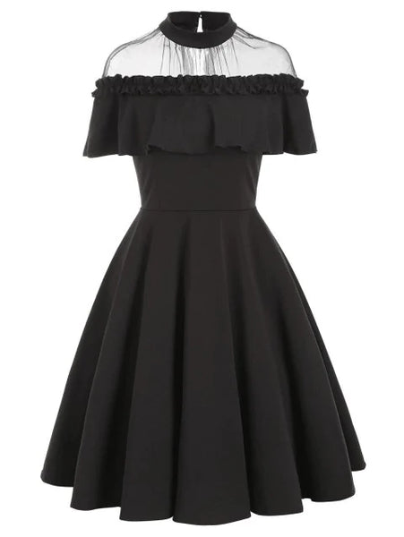 Romantic Panel Ruffle Flare Dress