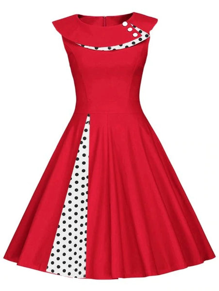 Unique Embellished Polka Dot Sleeveless Dress