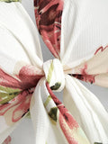 Elegant Front Flower Print Flare Sleeve Crop Top