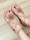 Cute  Pattern Cross Strap Zipper Sandals