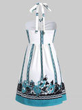 Elegant Plus Size Halter Mini Printed Dress